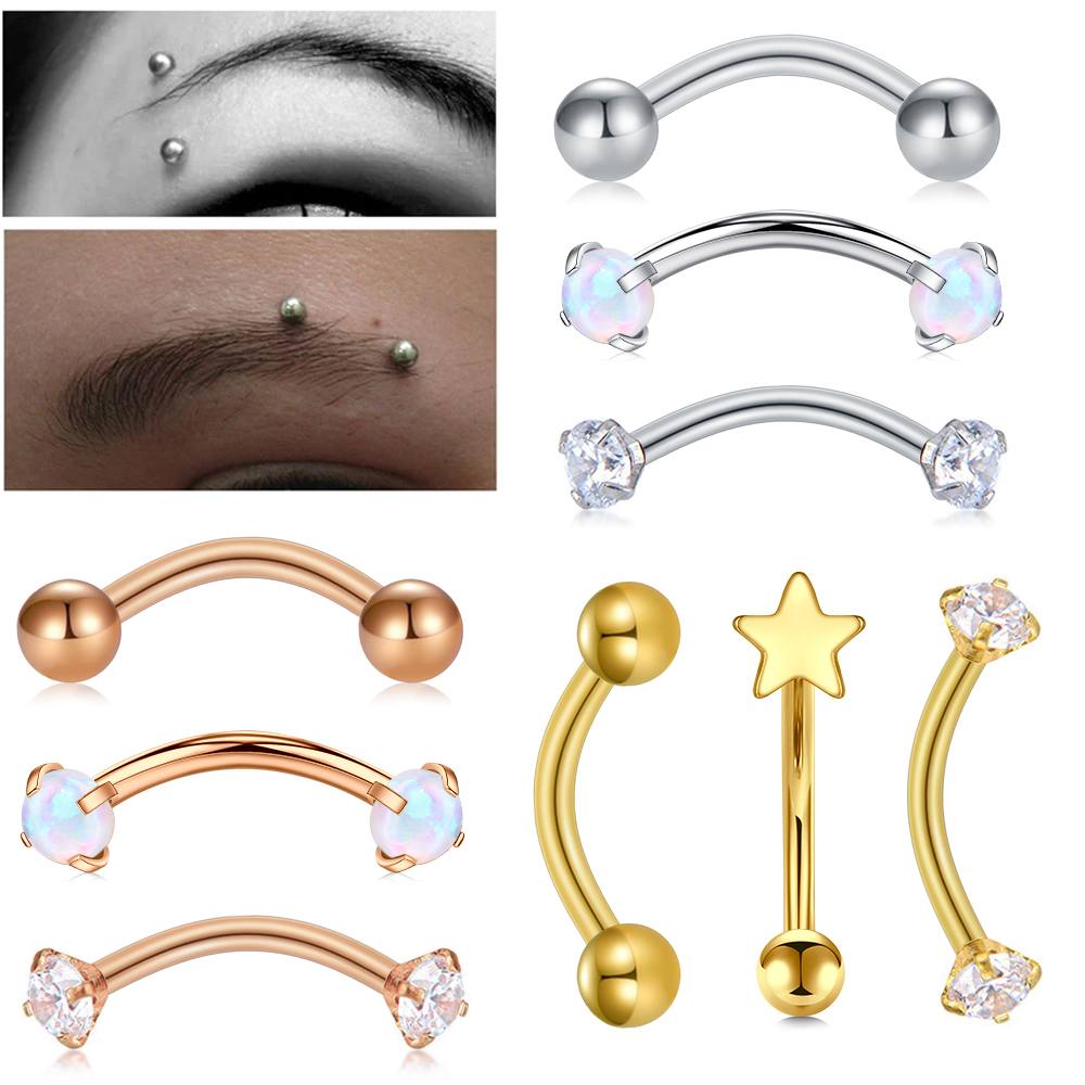 Rook Curved Barbell - 3Pcs Eyebrow Rings Curved Barbell Belly