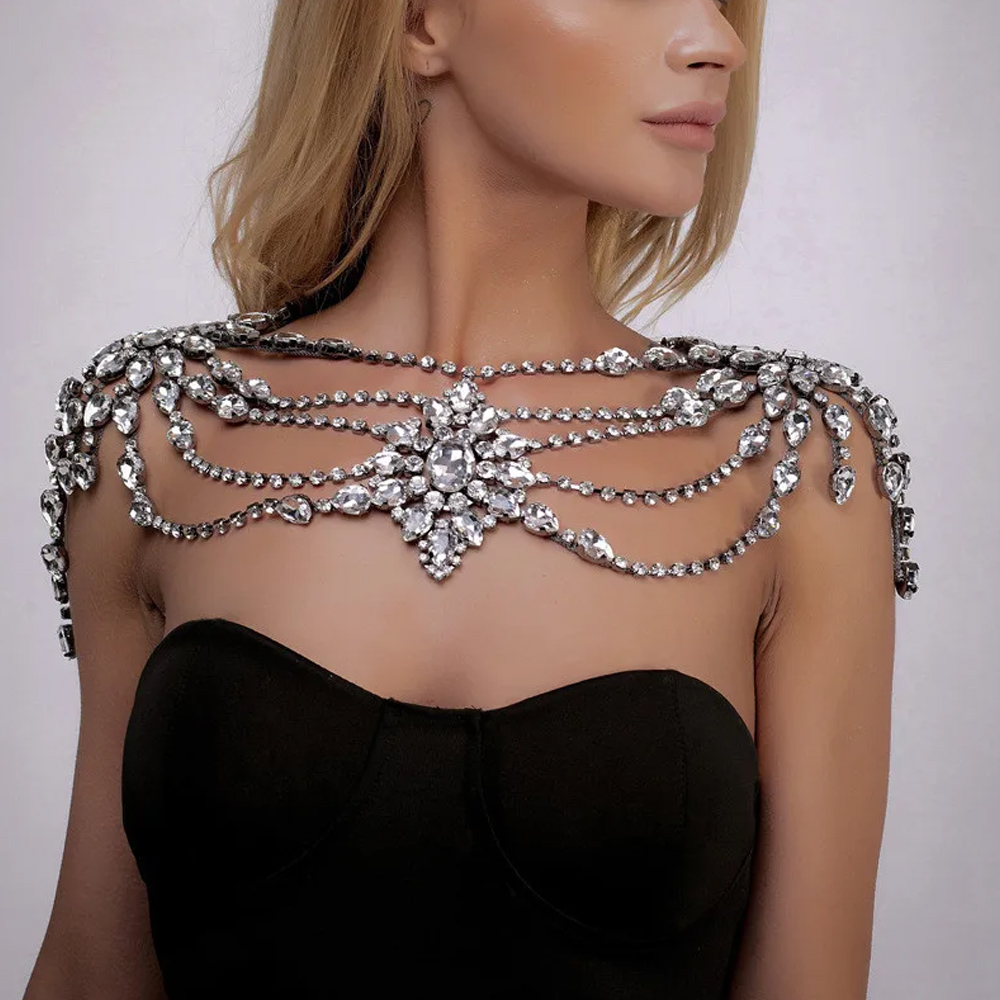 Body Jewelry Luxury - Boho Crystal Bridal Shoulder Chain Necklace