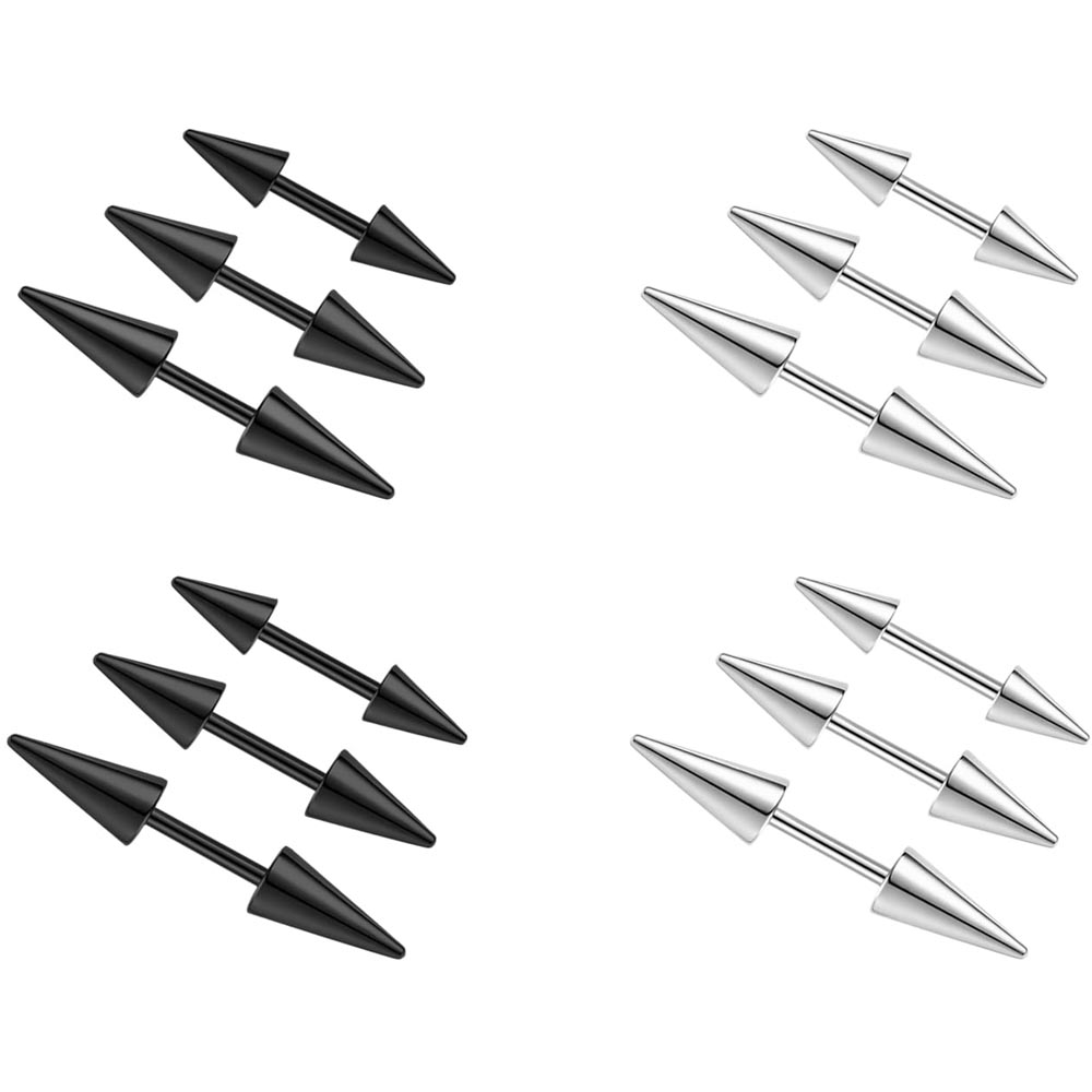 Rook Curved Barbell - 2Pcs 16G Spike Eyebrow Piercing Jewelry
