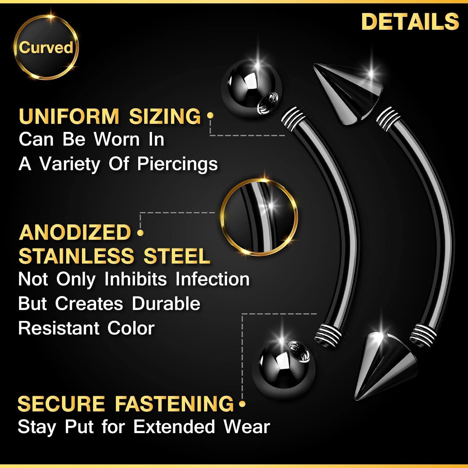 32pc/set Surgical Steel Curved - مراجعة Rook Curved Barbell وسعره