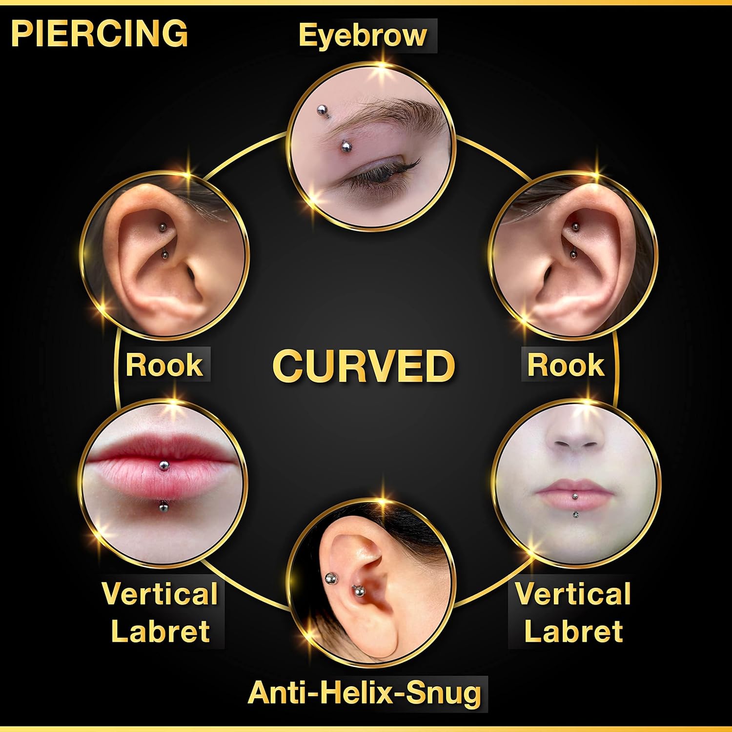 32pc/set Surgical Steel Curved - مراجعة Rook Curved Barbell وسعره