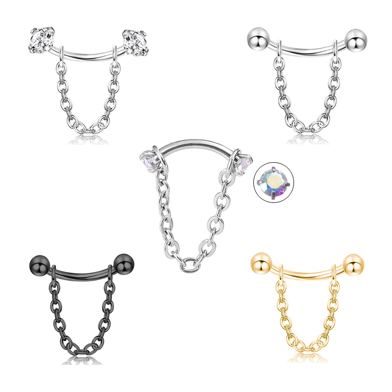 1pc Zircon Ball Cone Eyebrow P - مراجعة Rook Curved Barbell وسعره