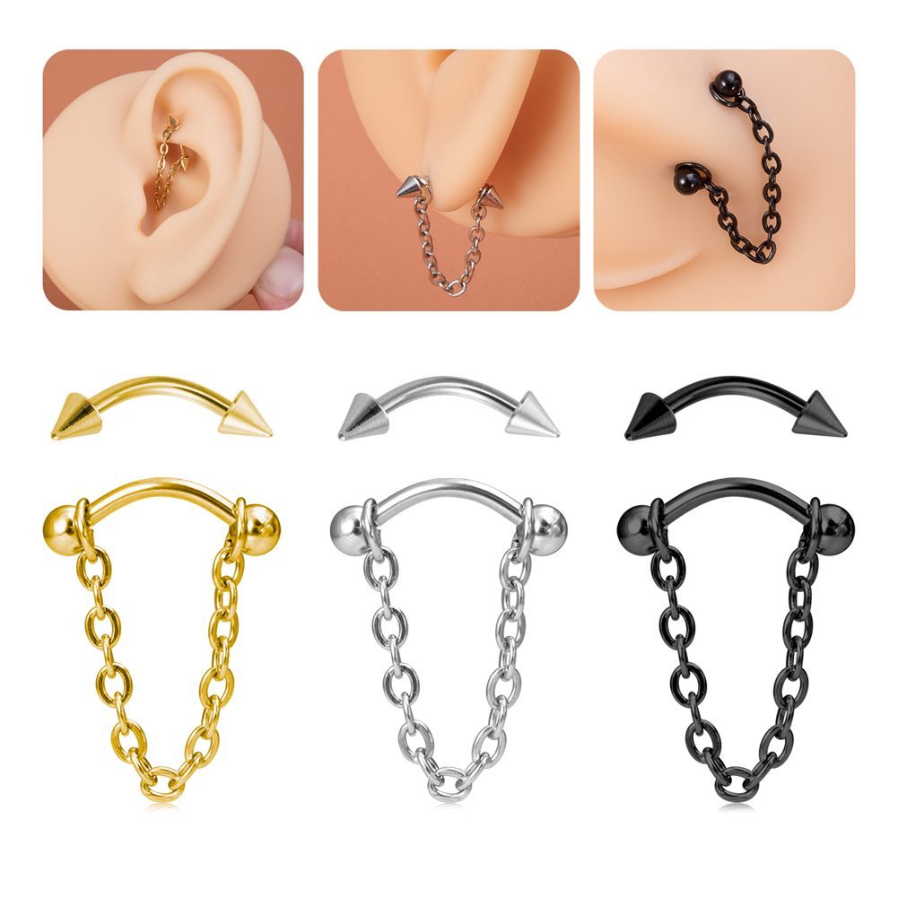 1pc Zircon Ball Cone Eyebrow P - مراجعة Rook Curved Barbell وسعره