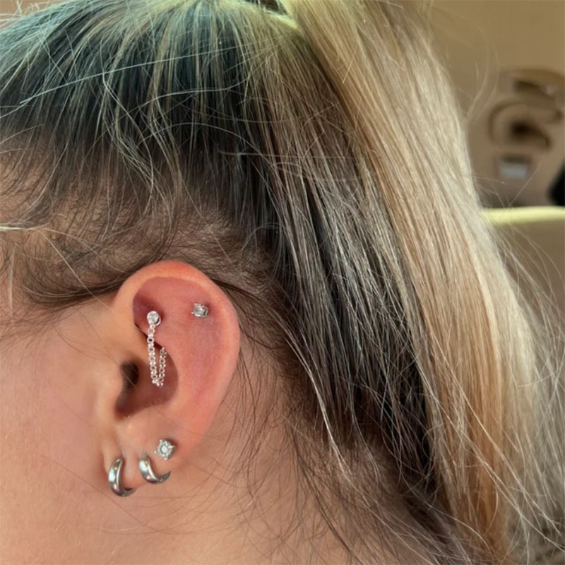 1pc Zircon Ball Cone Eyebrow P - مراجعة Rook Curved Barbell وسعره