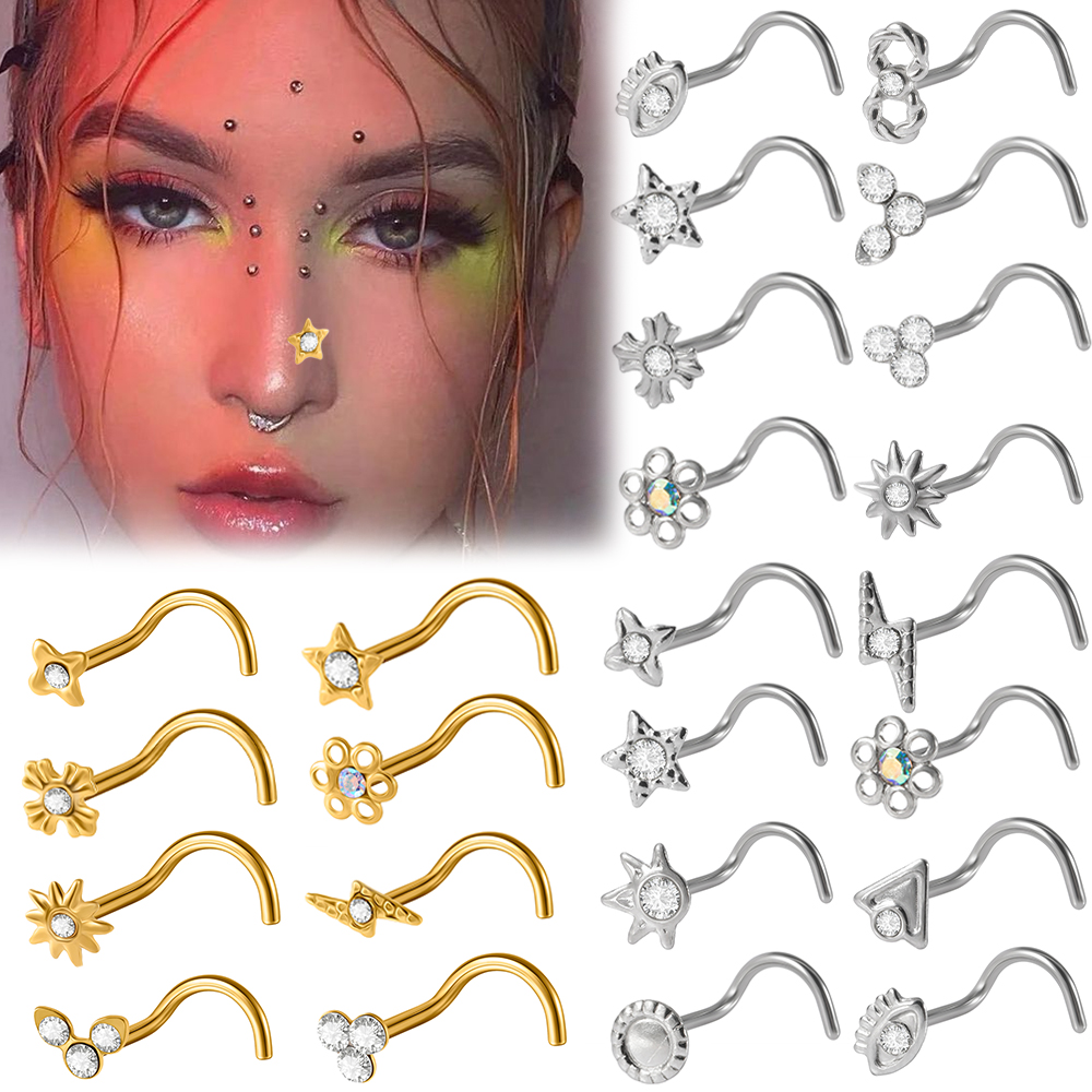 1-15PCS Stainless Steel Nose S - مراجعة Body Jewelry Etc وسعره