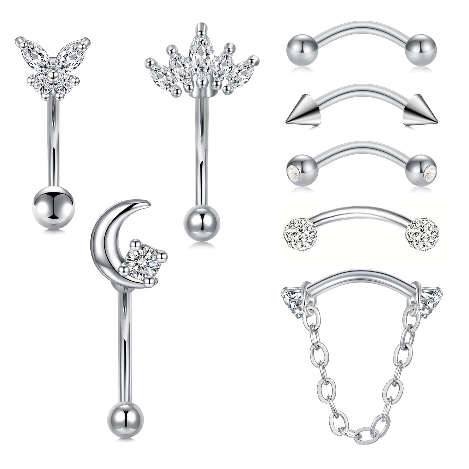 8PCS/Set 16G Eyebrow Rings for - مراجعة Rook Curved Barbell وسعره