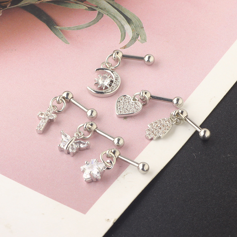1PCS Moon Ear Cartilage Stud E - مراجعة Rook Curved Barbell وسعره