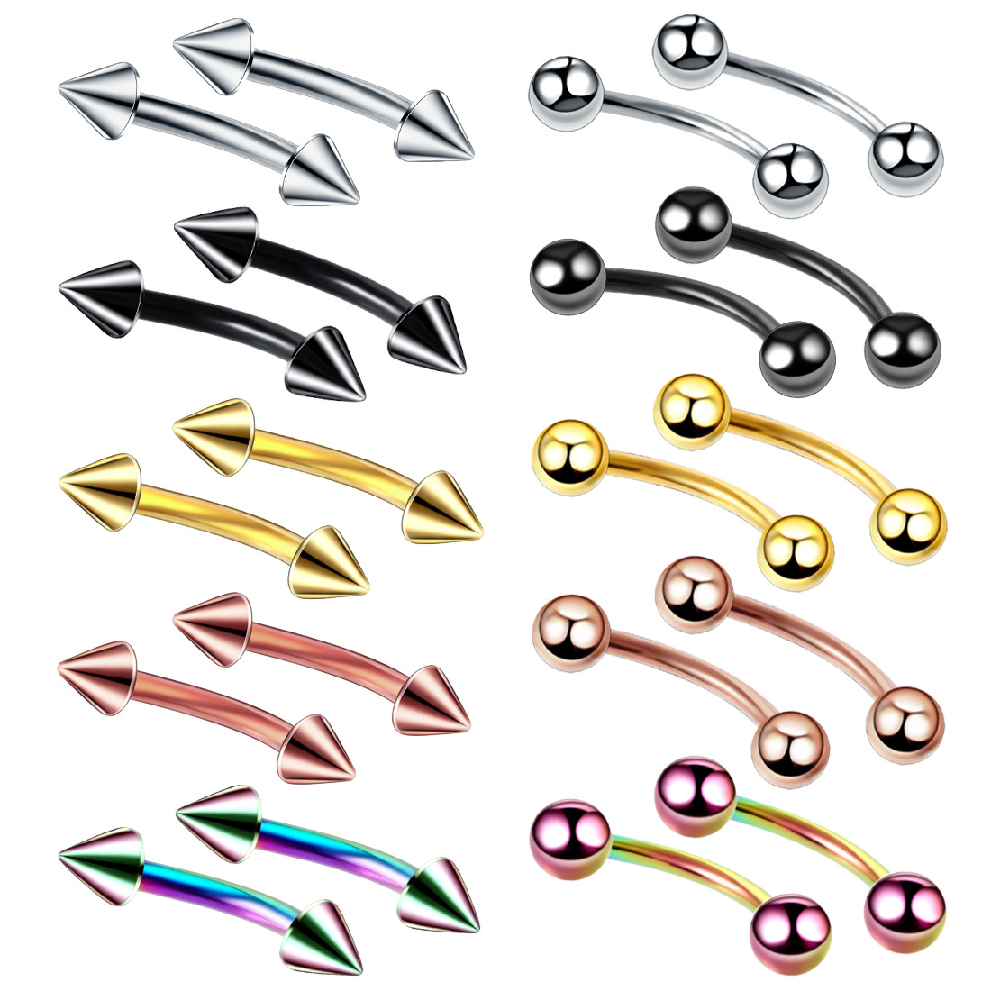 20pc/set Steel Eyebrow Banana  - مراجعة Rook Curved Barbell وسعره