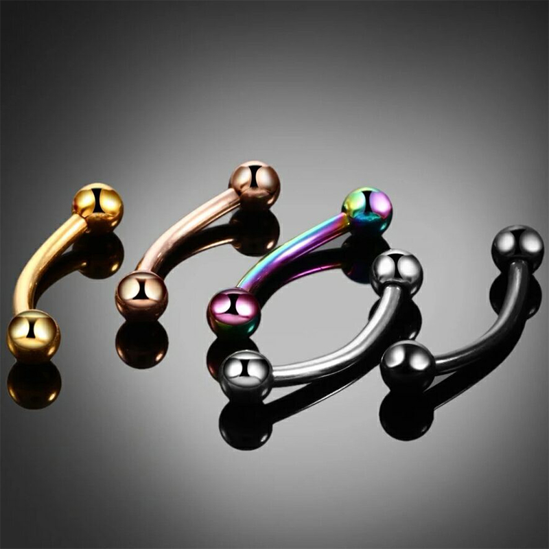 20pc/set Steel Eyebrow Banana  - مراجعة Rook Curved Barbell وسعره