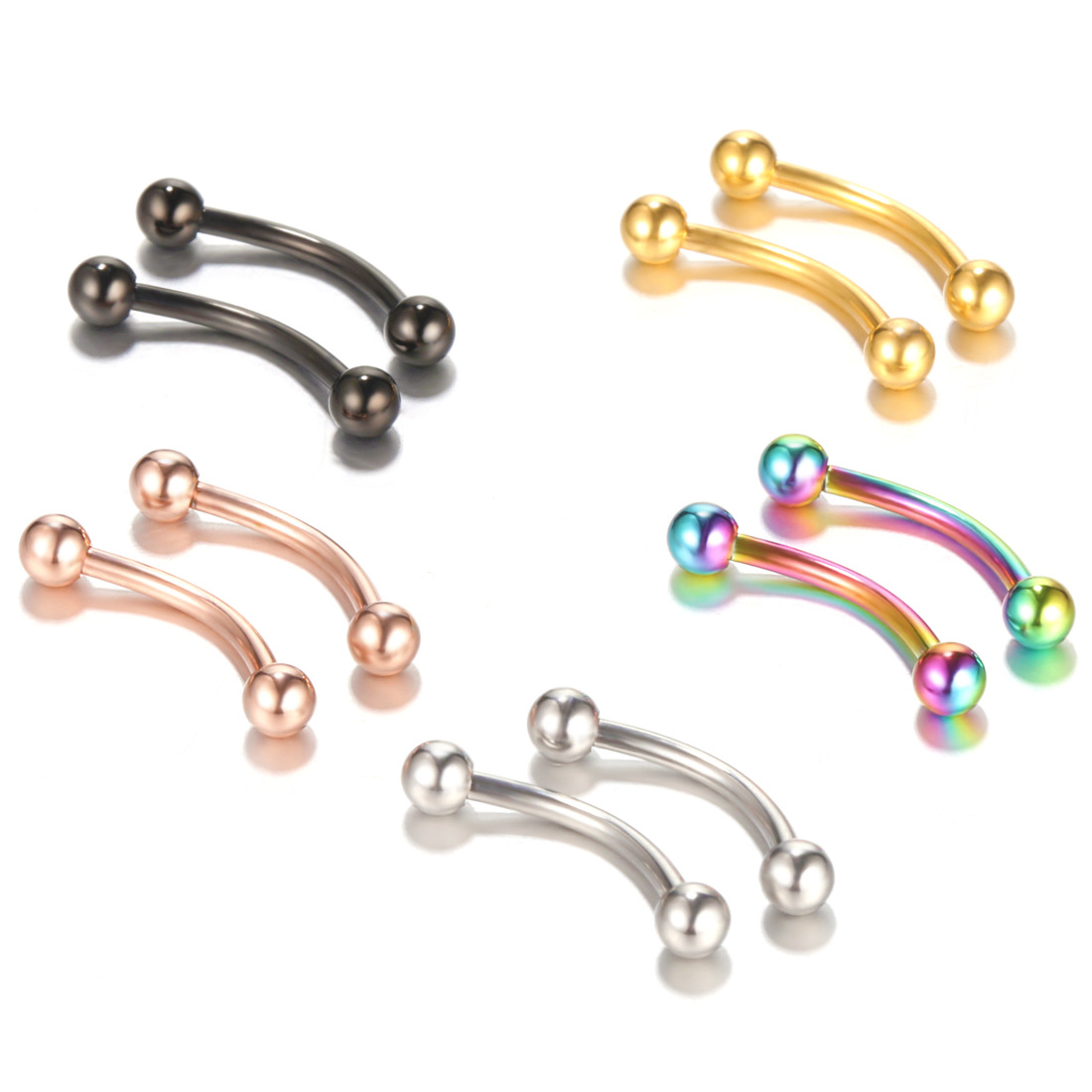 20pc/set Steel Eyebrow Banana  - مراجعة Rook Curved Barbell وسعره