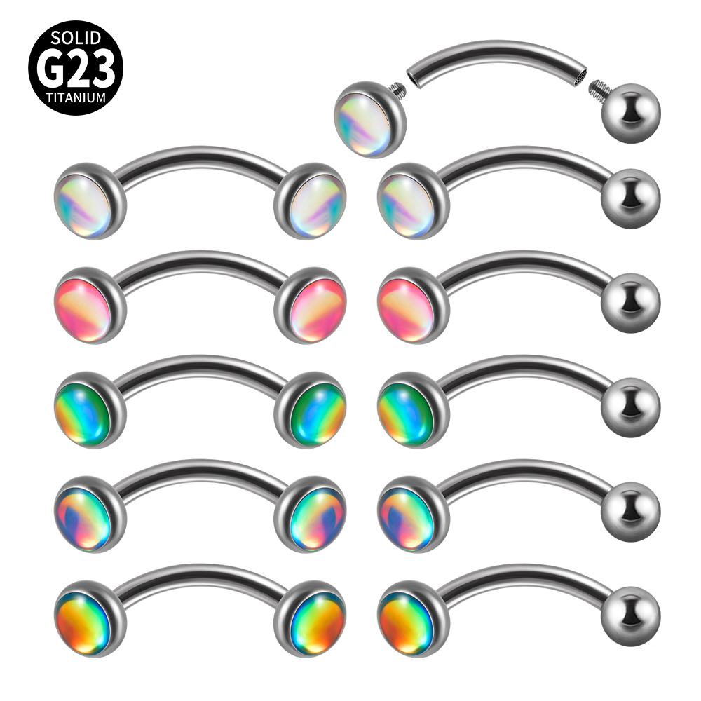 1PC G23 TItanium 16G Flash Gem - مراجعة Rook Curved Barbell وسعره