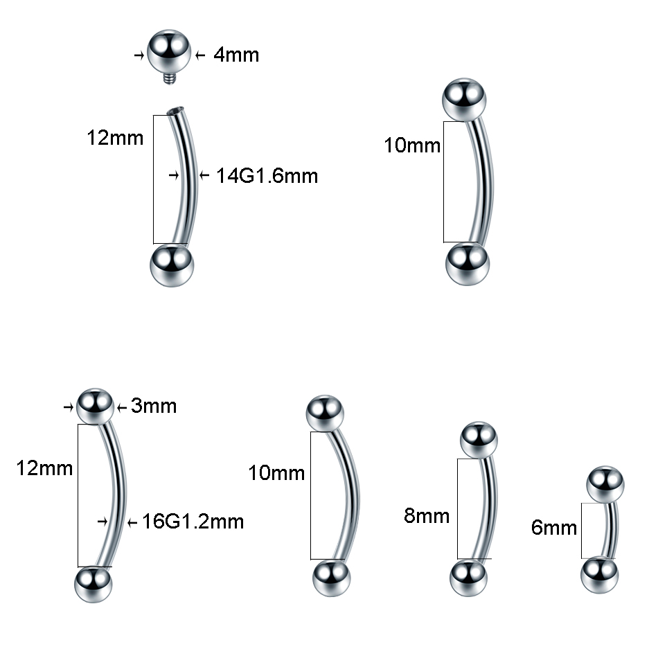 10Pcs/lot G23 Titanium Eyebrow - مراجعة Rook Curved Barbell وسعره