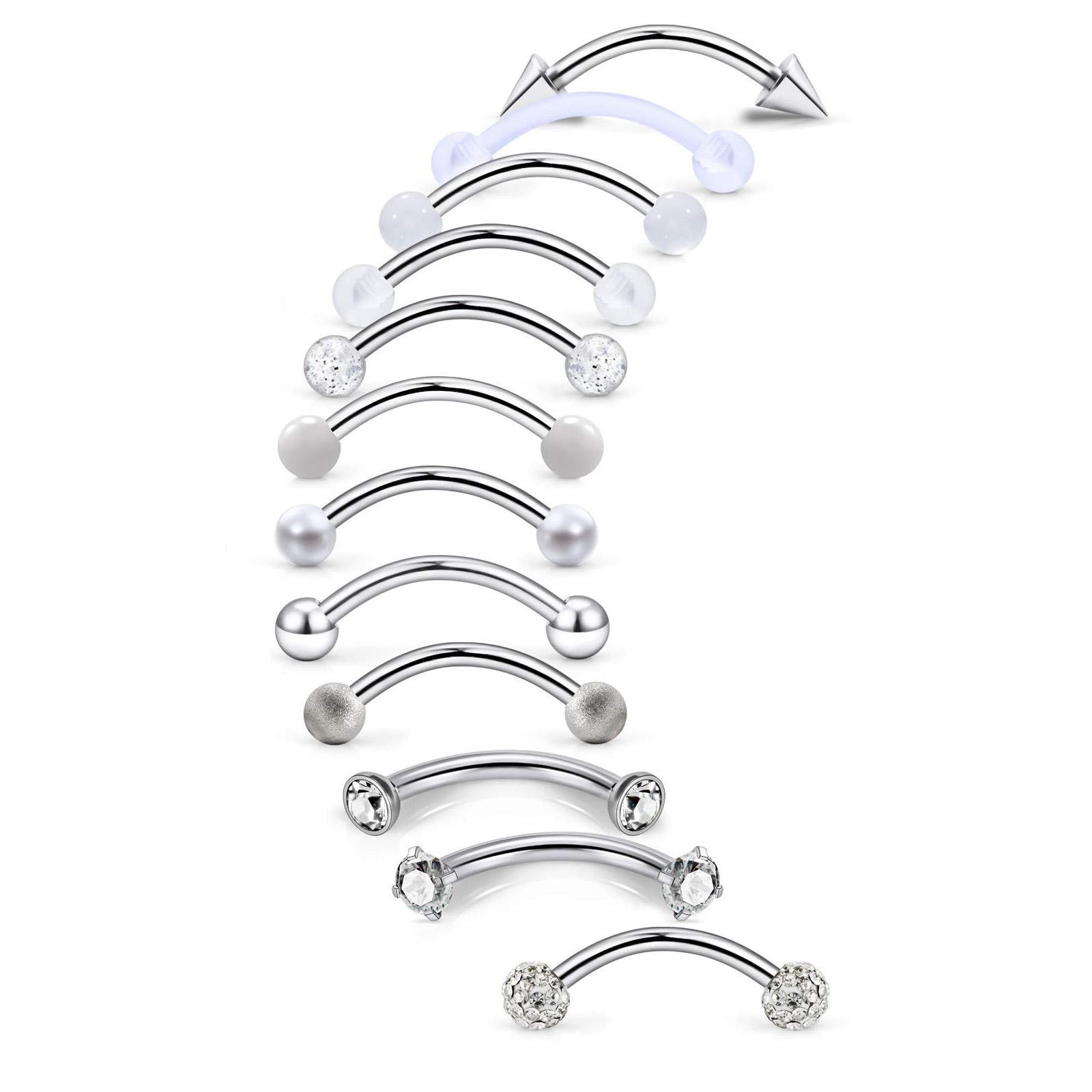 10/11/12pcs 16G Stainless Stee - مراجعة Rook Curved Barbell وسعره