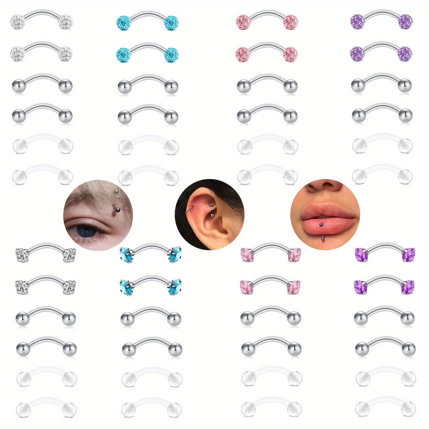 6pcs/Set Elegant Cute 16G Curv - مراجعة Rook Curved Barbell وسعره