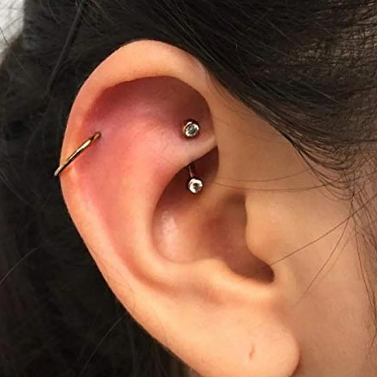 6pcs/Set Elegant Cute 16G Curv - مراجعة Rook Curved Barbell وسعره