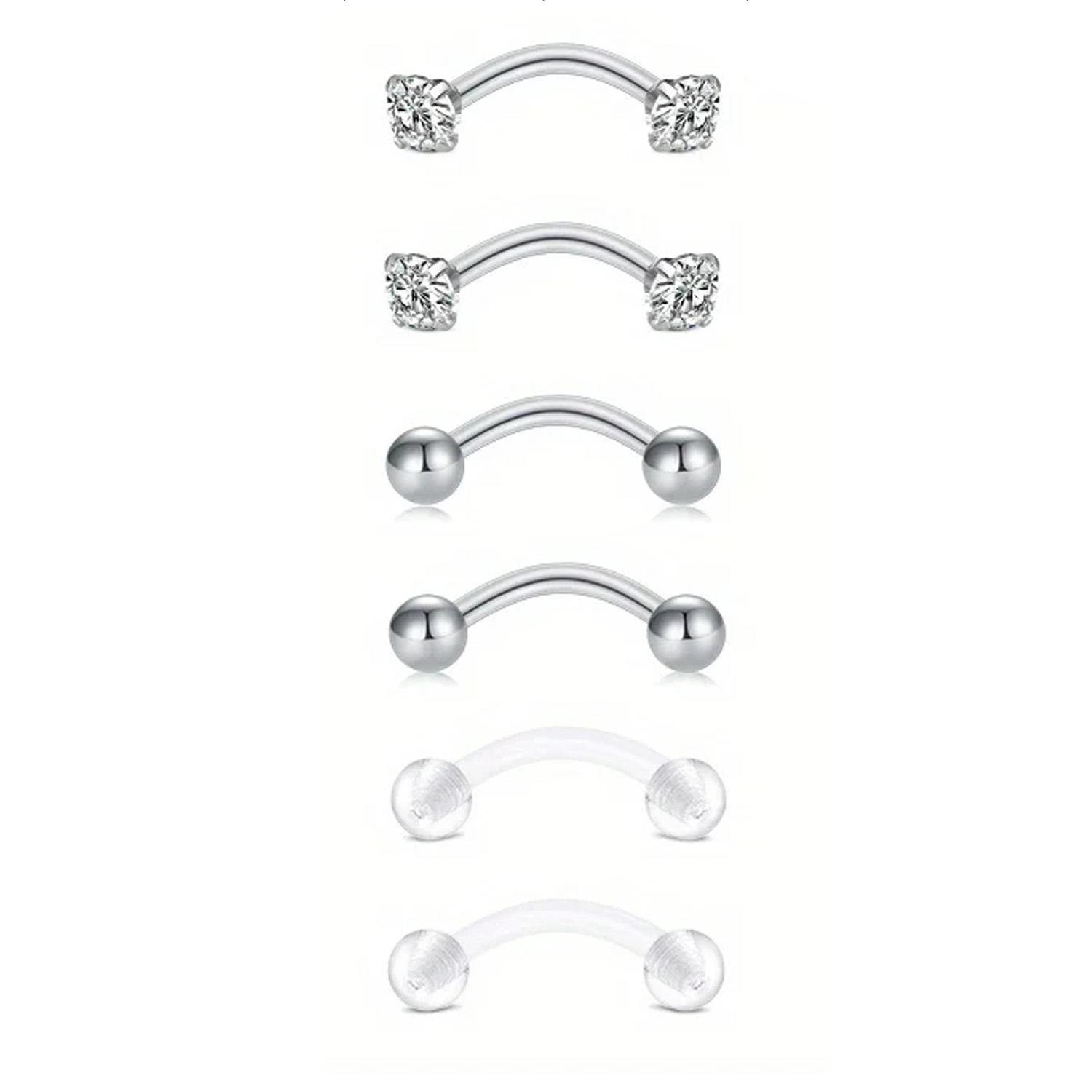 6pcs/Set Elegant Cute 16G Curv - مراجعة Rook Curved Barbell وسعره