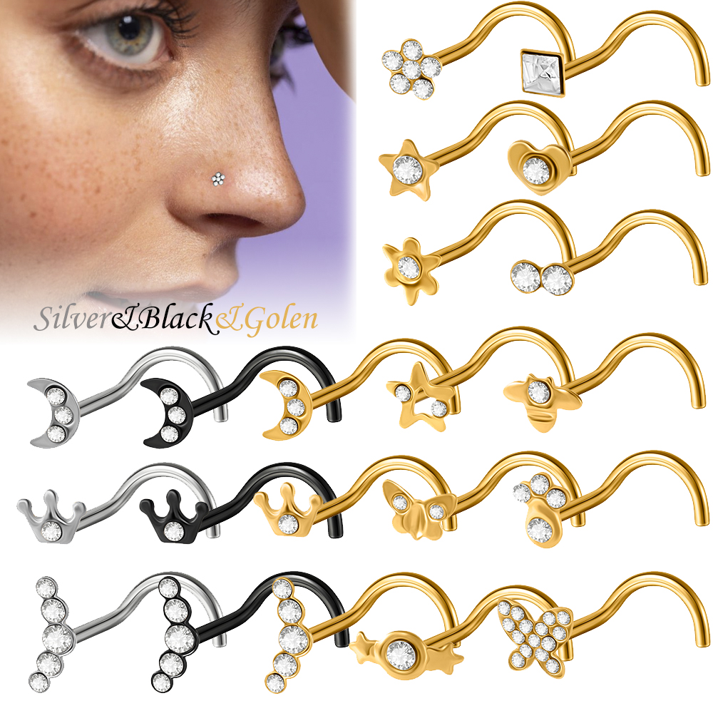 1-15PCS Surgical Steel Nose St - مراجعة Body Jewelry Etc وسعره